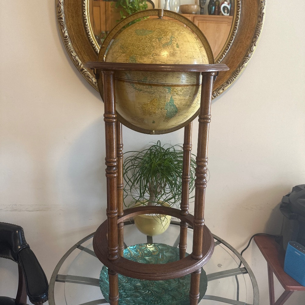 Vintage 12" Cram's Imperial World Globe on 36” Powell  Wooden Stand
